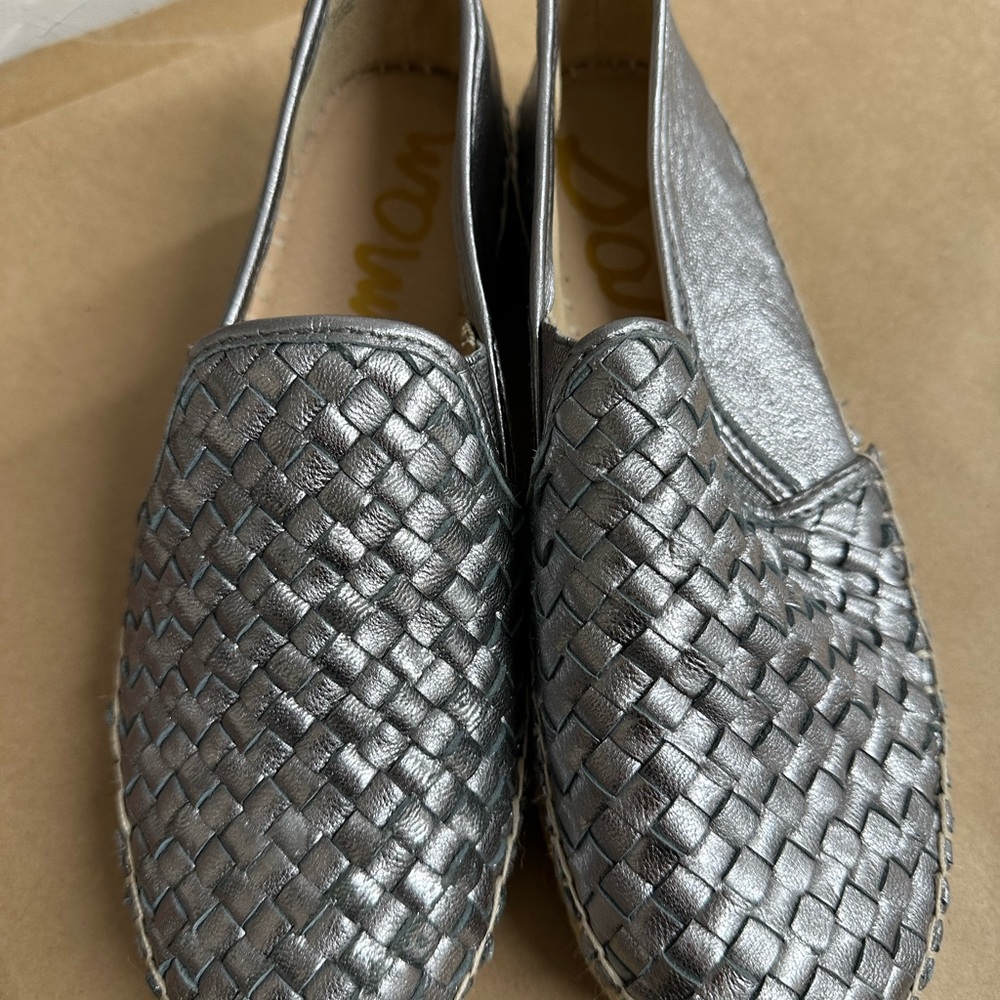 Silver Woven Slip-On Shoes